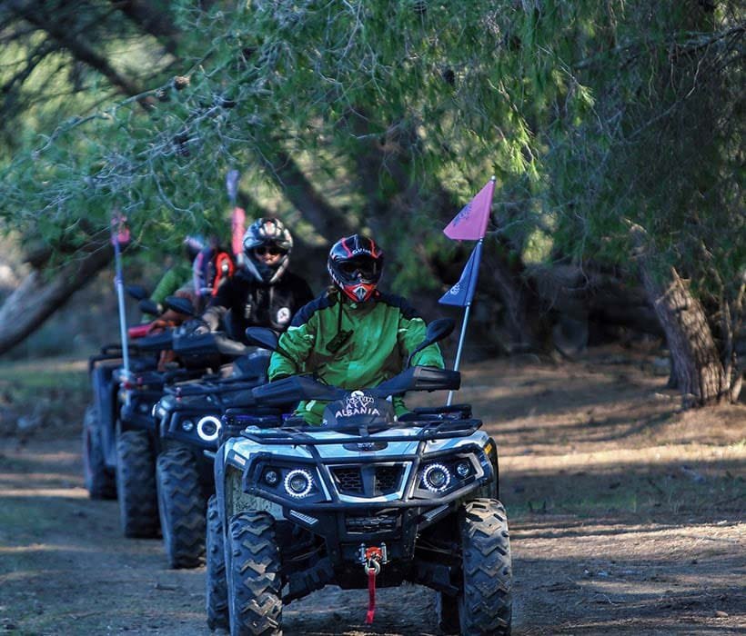 People going on a ride with atv or quad vehicles in Vlore, Albania