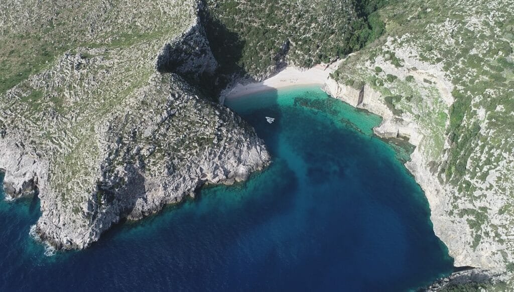 Drone view of Grama Bay, Vlore Albania