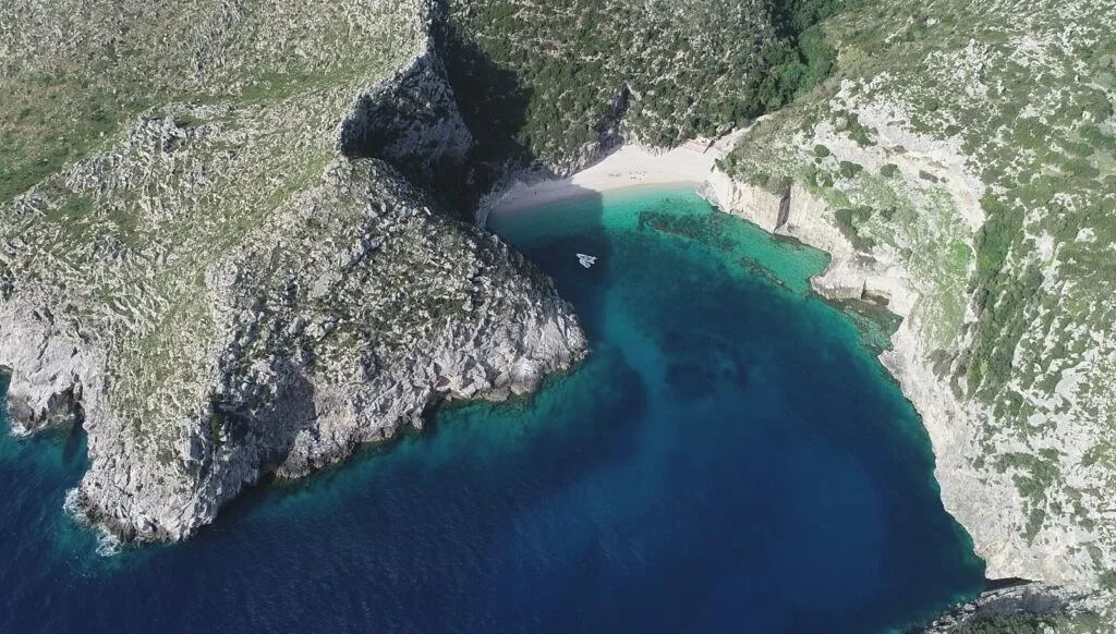 Drone view of Grama Bay, Vlore Albania