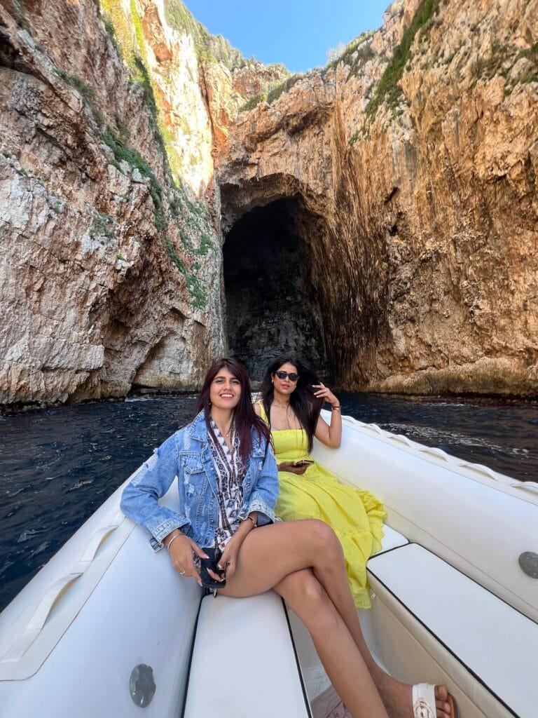 Two girls in front of Haxhi Ali Cave